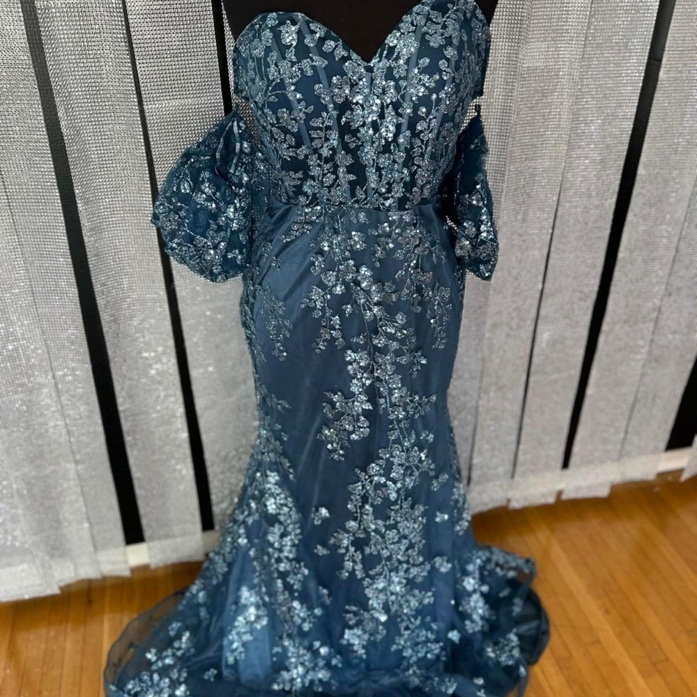 Ladivine Blue Lace Gown